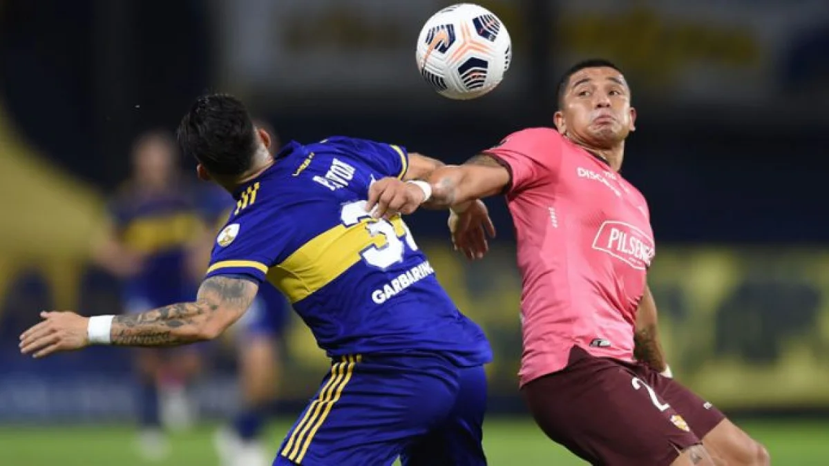 Mario Pineida jugador del Barcelona SC en el 2021 en el empate 0-0 con Boca Juniors.