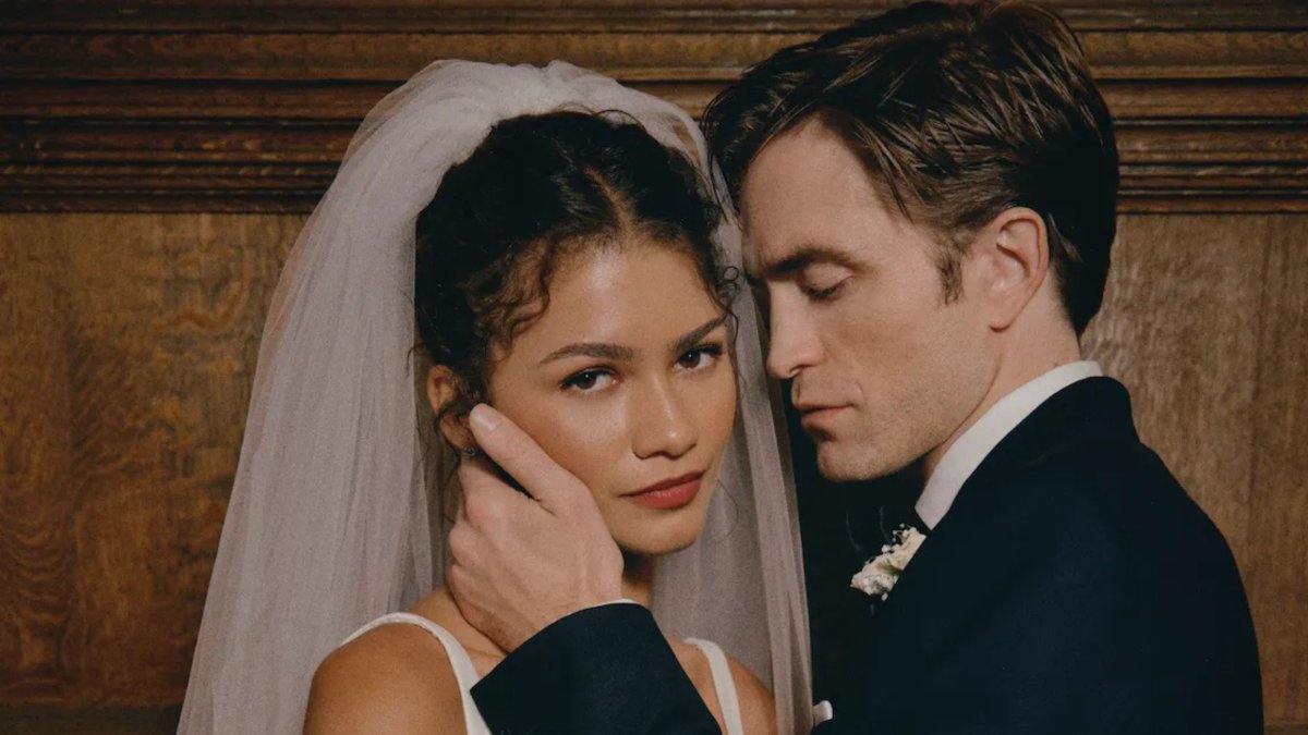 Zendaya y Robert Pattinson en una escena de boda en El Drama, donde una confesión cambia el rumbo de su relación antes del “sí, acepto”.