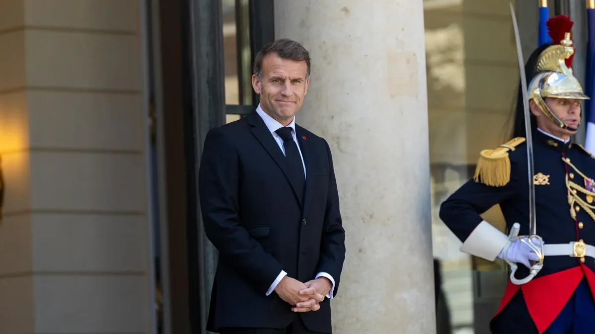 El presidente francés Emmanuel Macron en el Palacio del Elíseo en París, Francia, el 14 de abril de 2026.