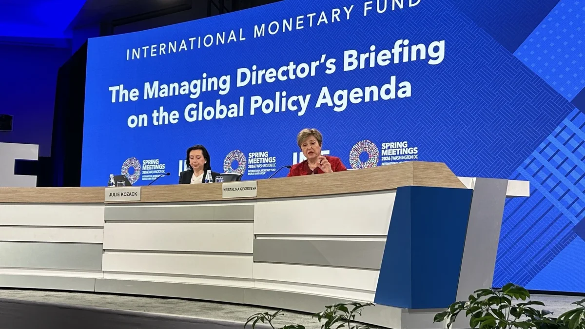 La directora gerente del Fondo Monetario Internacional (FMI), Kristalina Georgieva, ofreció una rueda de prensa este 15 de abril de 2026.