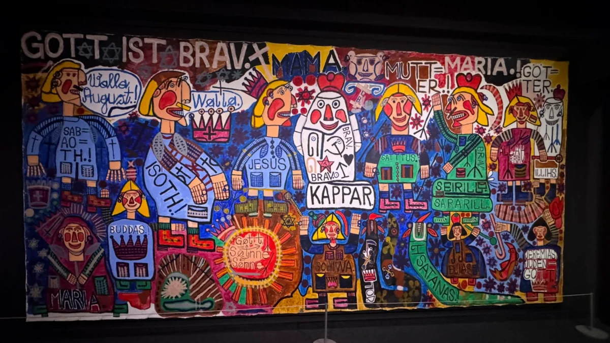 Una obra en el museo, inaugurado el 26 de febrero de 1976 e impulsado por el artista francés Jean Dubuffet (1901-1985). En la imagen, obra de August Walla.