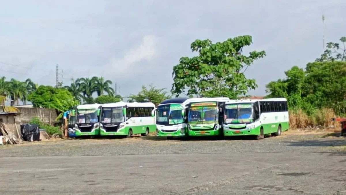 Unidades de transporte urbano permanecen detenidas en Quevedo como medida de protesta por la crisis económica del sector.