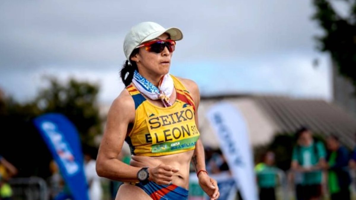 La tricolor Nathaly León en la prueba de 42 kilómetros en Brasil.