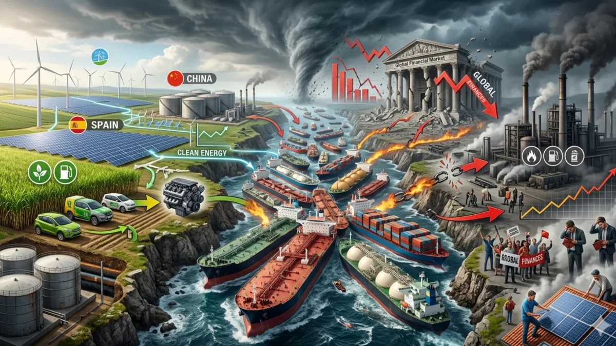 El bloqueo de las rutas de combustibles fósiles acelera el colapso de los mercados tradicionales y el auge irreversible de las energías limpias.