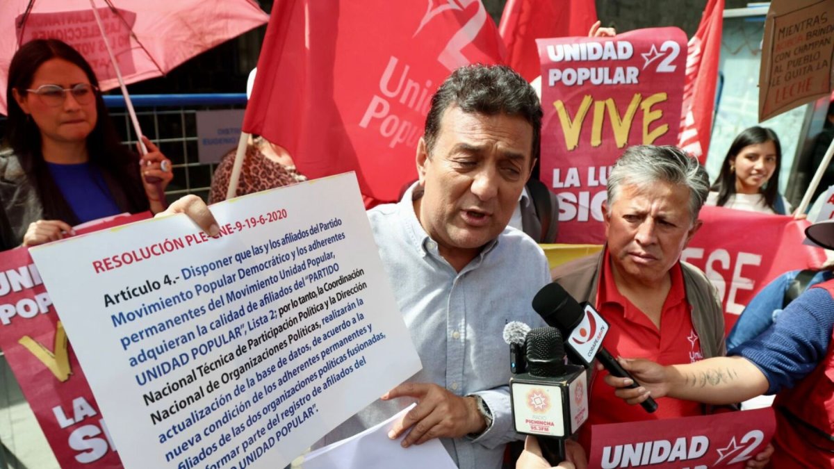 Geovanni Atarihuana, representante legal de Unidad Popular, anunció las siguientes acciones ras la cancelación.