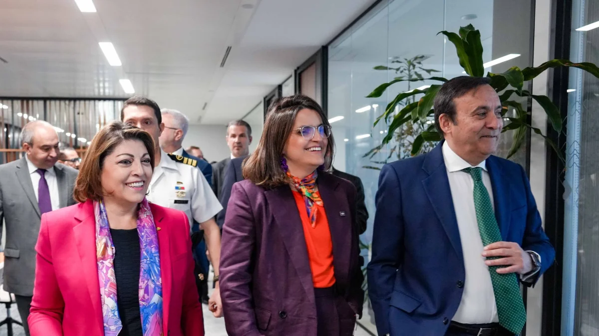 La vicepresidenta María José Pinto (c) viajó a España para conocer su sistema de salud.