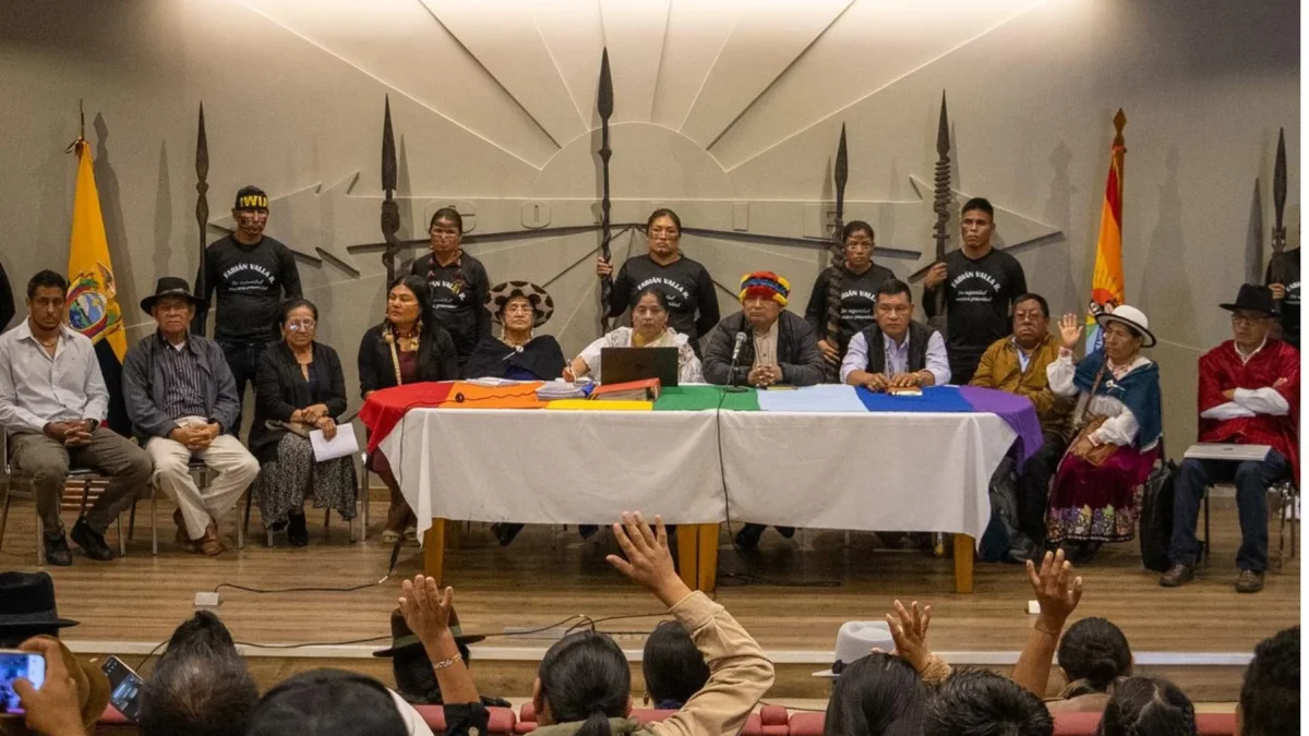 En una reunión del Consejo Ampliado de la Conaie, desarrollada en marzo del 2026.