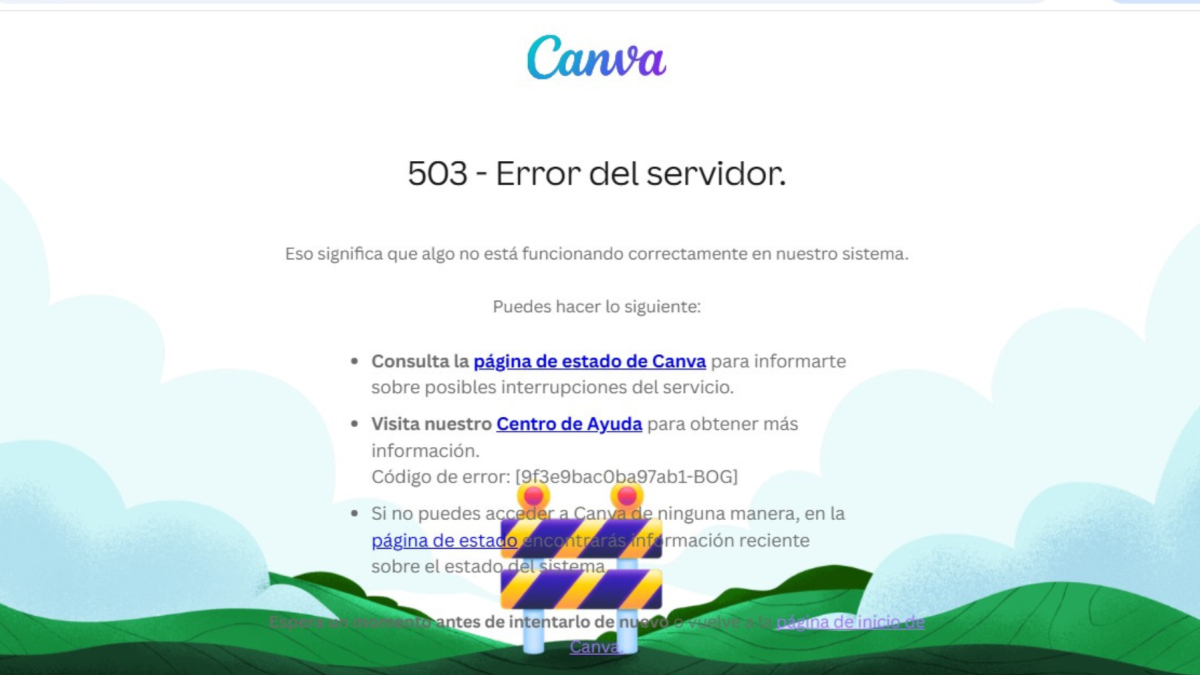 Canva presenta errores en su plataforma.