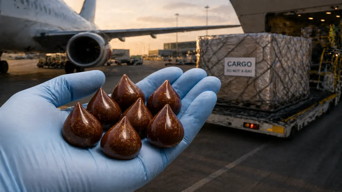 La droga incauta fue encontrada en los bombones de chocolate en forma de lágrima.