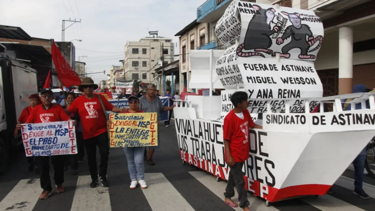 Marcha por el Día del Trabajador y rechazo a Daniel Noboa en Guayas