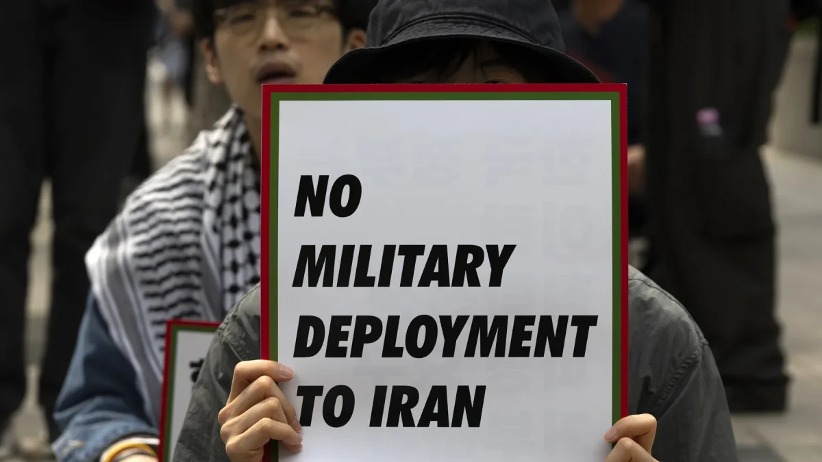 Protestas en Corea del Sur por la guerra en Irán.