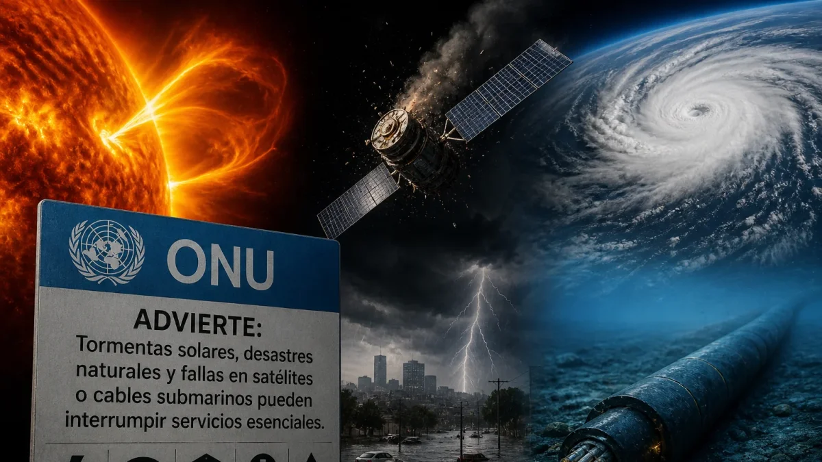 Una representación elaborada con IA sobre la advertencia de una falla de la tecnología a nivel global.