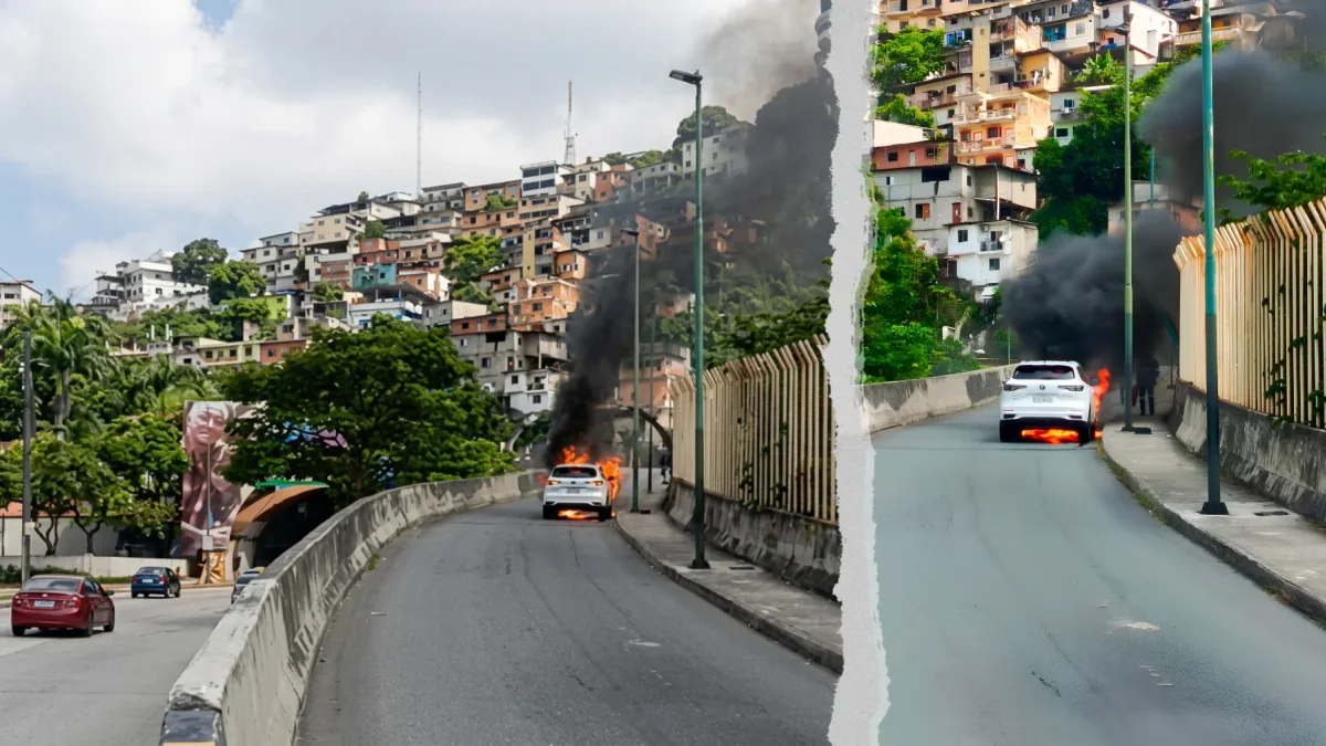 El auto en llamas complicó la circulación vehicular en la zona.