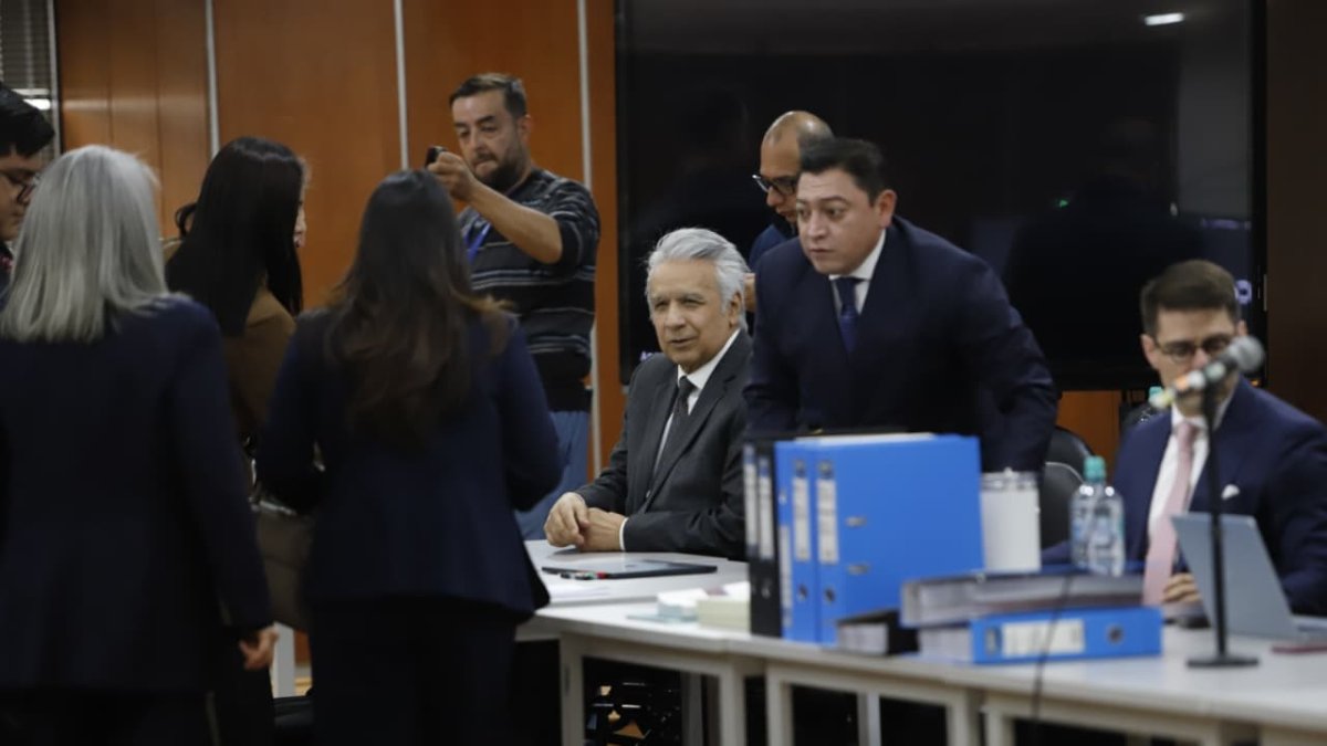 El expresidente Lenín Moreno se encuentra la mañana de este 11 de mayo de 2026 en el auditorio de la Corte Nacional de Justicia.