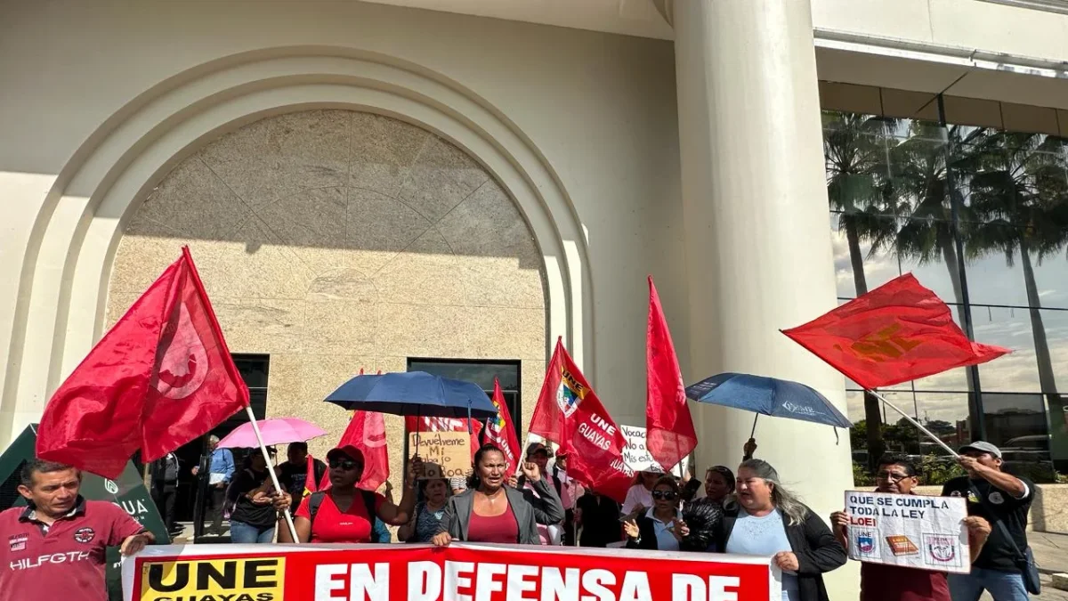 Docentes despedidos protestaron frente a la Zona 8 de Educación para exigir respuestas y reintegro laboral.