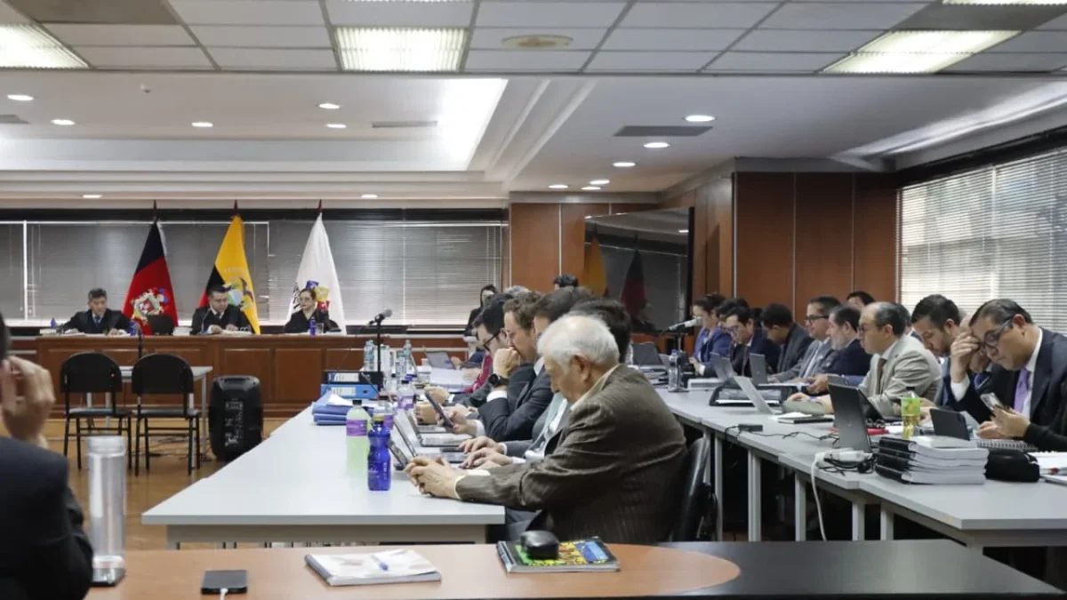 Audiencia del caso Sinohydro durante el juicio por presunto cohecho relacionado con el proyecto hidroeléctrico Coca Codo Sinclair.