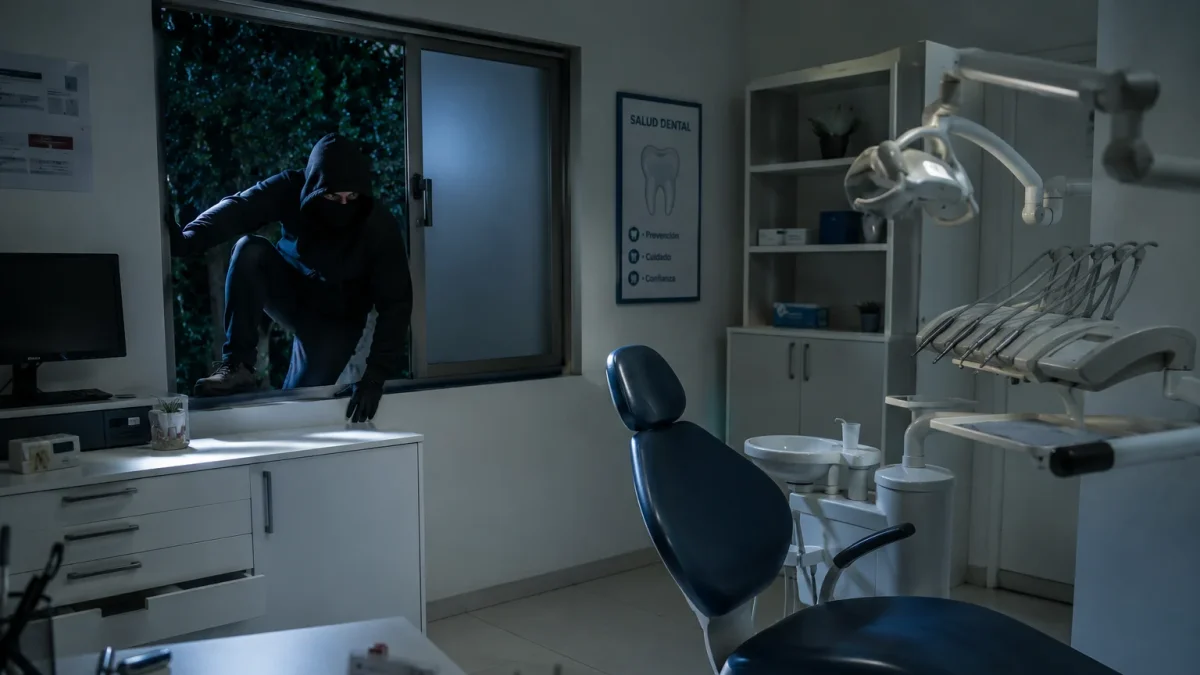 Referencia. El sospechoso desprendió una ventana para ingresar y sustraer equipos electrónicos del consultorio dental en Quito.