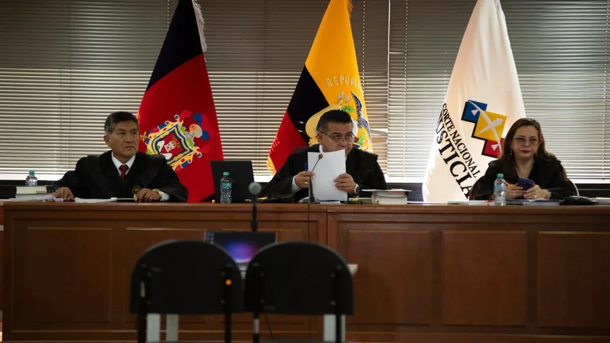 Audiencia del caso Sinohydro en la Corte Nacional de Justicia, donde la Fiscalía presentó nuevas pericias de audio y video dentro del proceso por presunto cohecho relacionado con Coca Codo Sinclair.