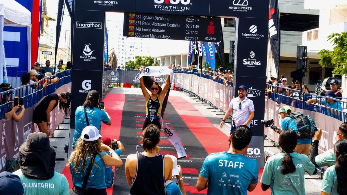 Ironman 5150 Salinas 2026: Alejandra Proaño e Ismael Vega hacen historia y conquistan el triatlón