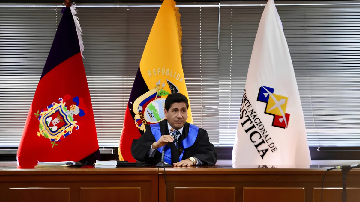 Juez de la Corte Nacional de Justicia durante la audiencia, en medio de la suspensión del juicio Sinohydro por cruce con el caso Progen.