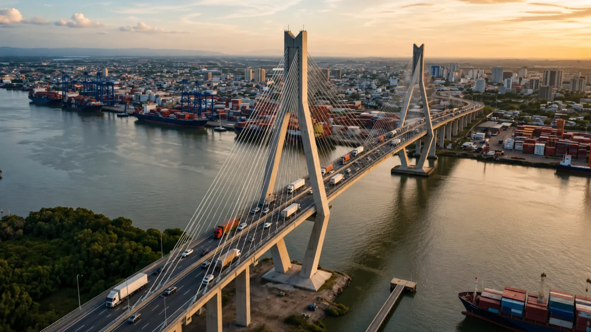 La imagen de IA utilizada por Daniel Noboa para referencial el Quinto Puente.