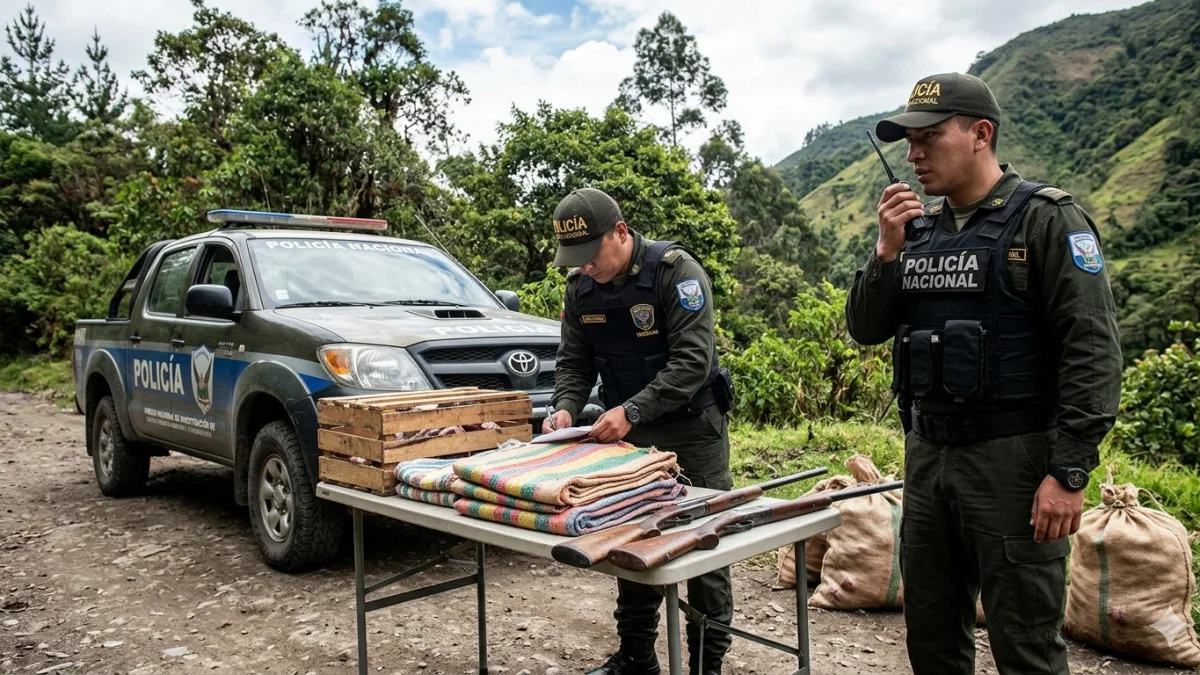 Referencial.Policías registran evidencias decomisadas durante operativos en Bolívar.
