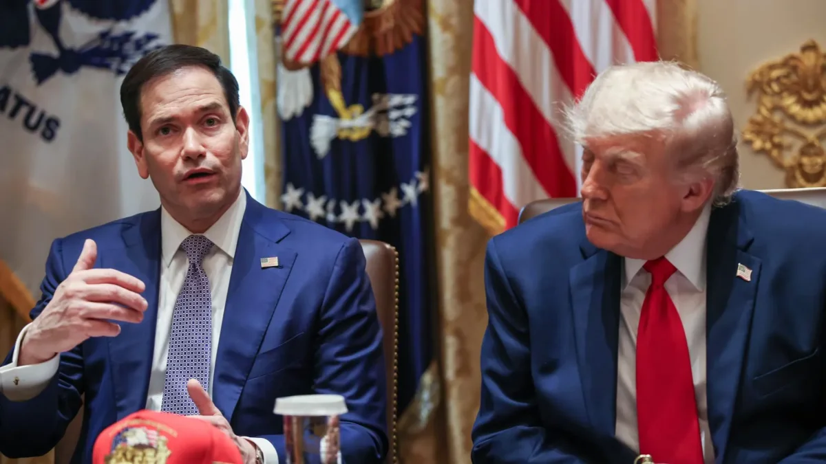 El secretario de Estado de Estados Unidos, Marco Rubio, y el presidente de Estados Unidos, Donald Trump, durante una reunión en la Casa Blanca en Washington, DC, EE. UU., el 27 de mayo de 2026.