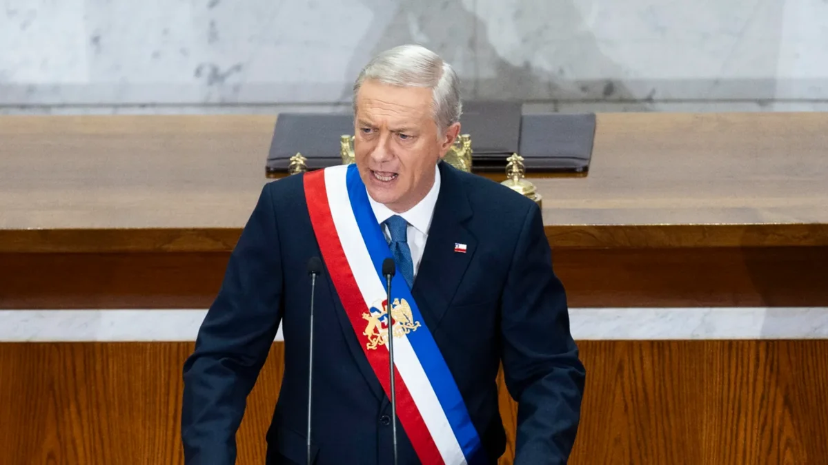 El presidente de Chile, José Antonio Kast, este 1 de junio, durante su primer discurso sobre el estado del país, ante el Parlamento, en Valparaíso (Chile).
