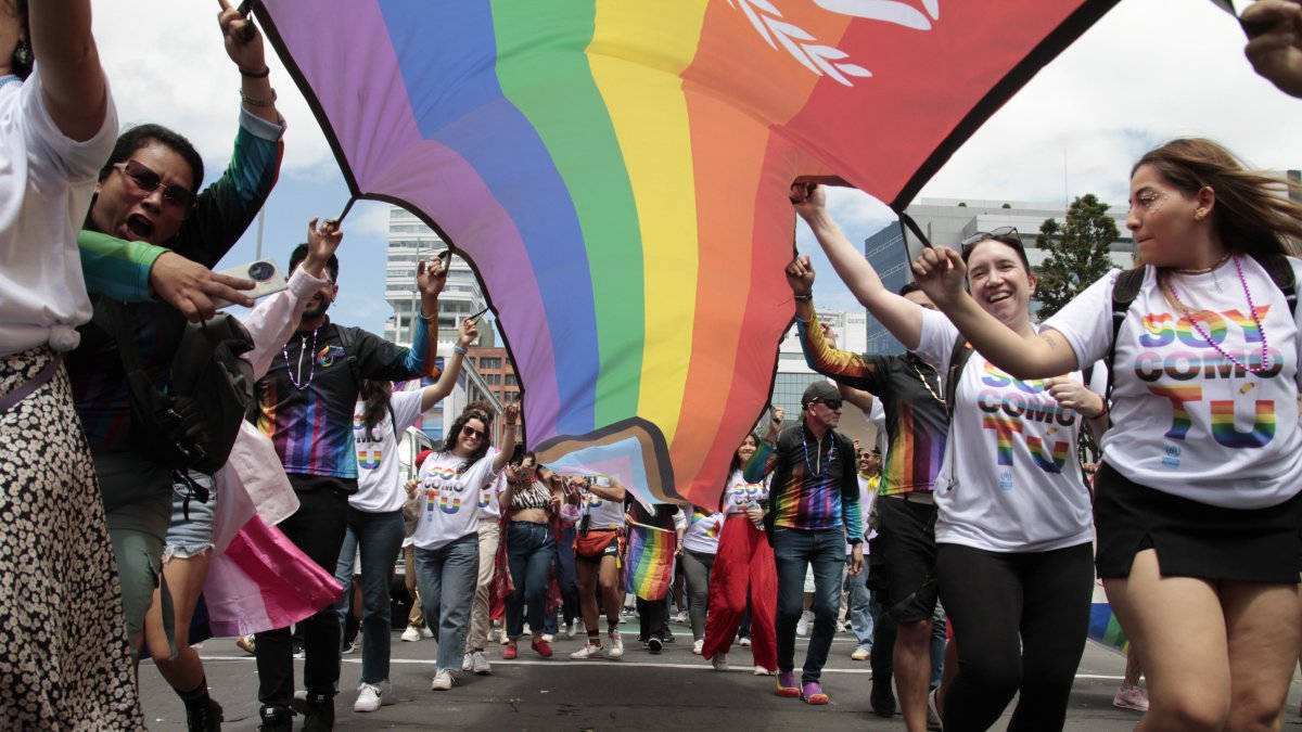 Varios colectivos marcharon en el día del Orgullo Gay, en el norte de Quito. 22 de junio del 2024.