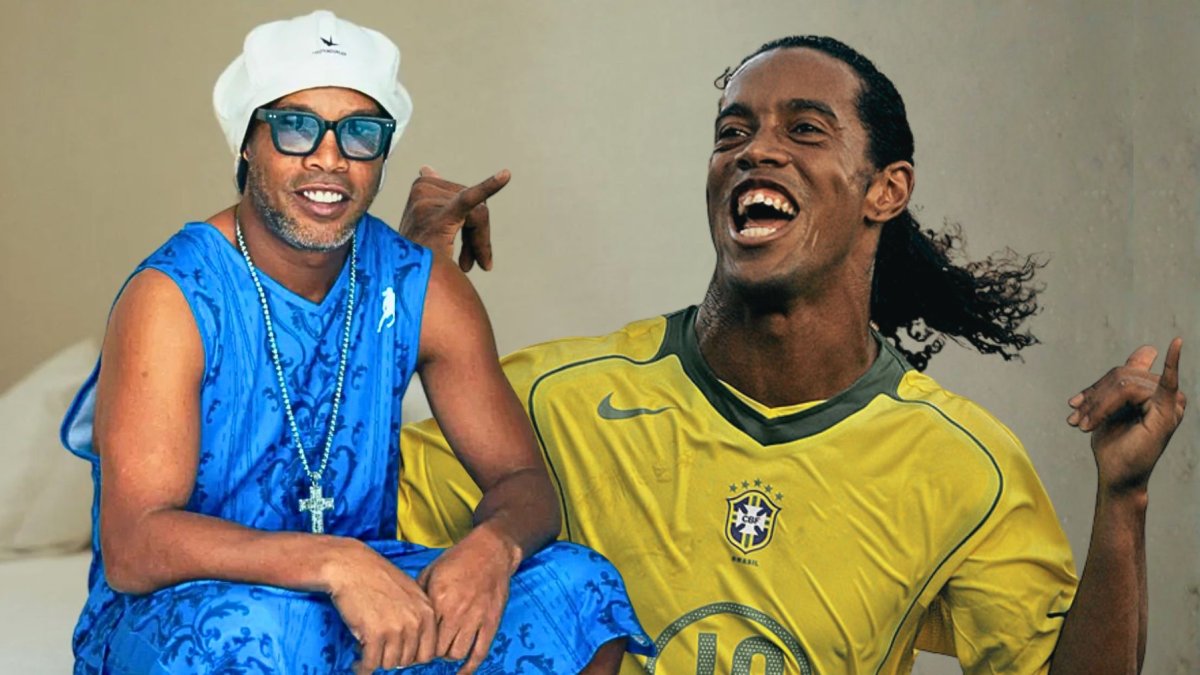 Ronaldinho posa con camiseta azul y gorra blanca para promocionar su álbum Camisa 10.
