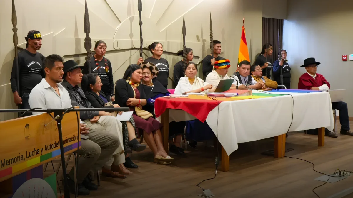 Integrantes de organizaciones indígenas rechazan el desalojo denunciado en la comunidad ancestral Tzawata Ila Chukapi, en Napo.