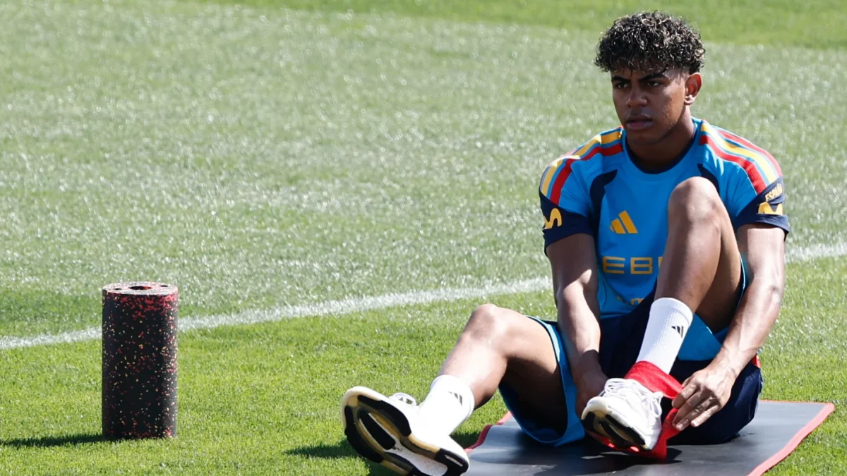 Lamine Yamal, el pasado sábado en un entrenamiento con España.