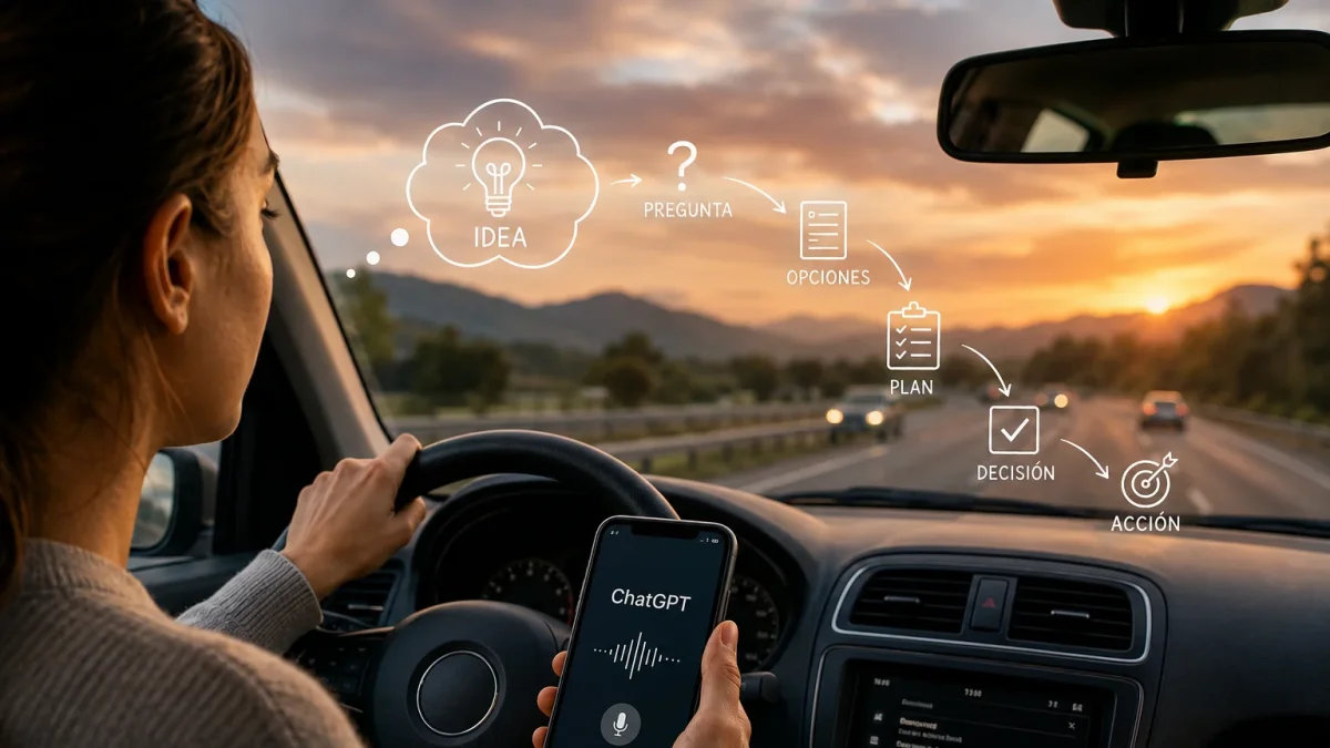 Entre el volante y el destino, las ideas encuentran un nuevo copiloto. La inteligencia artificial ya no solo responde preguntas: también acompaña procesos de pensamiento.