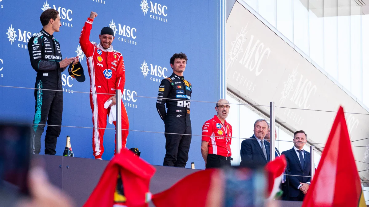 Lewis Hamilton celebró en el Gran Premio de Barcelona-Cataluña.