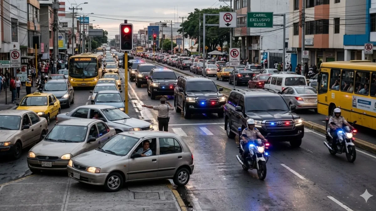 Referencial. Carros de lujo, sin placas y con sirenas en el tráfico, y los ciudadanos tácitamente ceden el paso al abuso del poder.