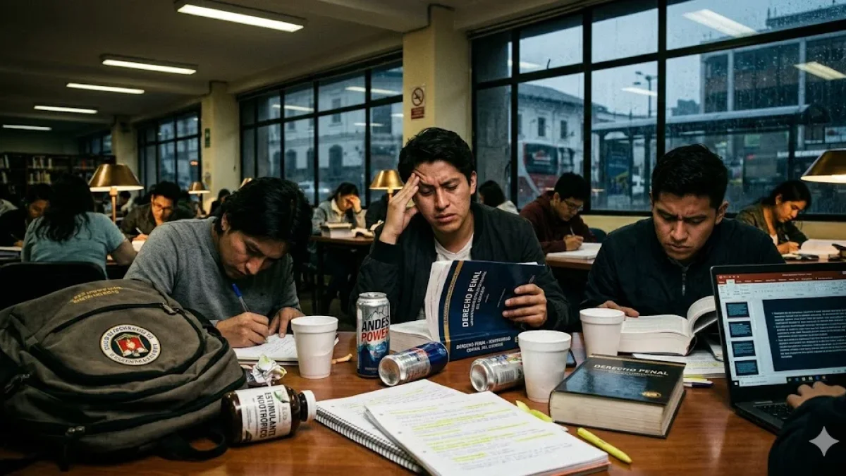 Imagen simbólica de estudiantes universitarios agobiados por exámenes, por lo que según el estudio de la Universidad Central, consumen estimulantes.