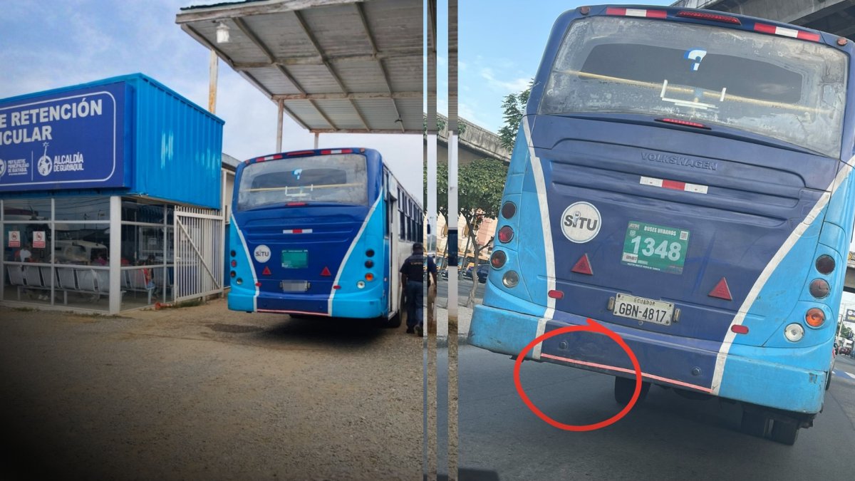 ATM inmoviliza bus denunciado por circular con una sola llanta.