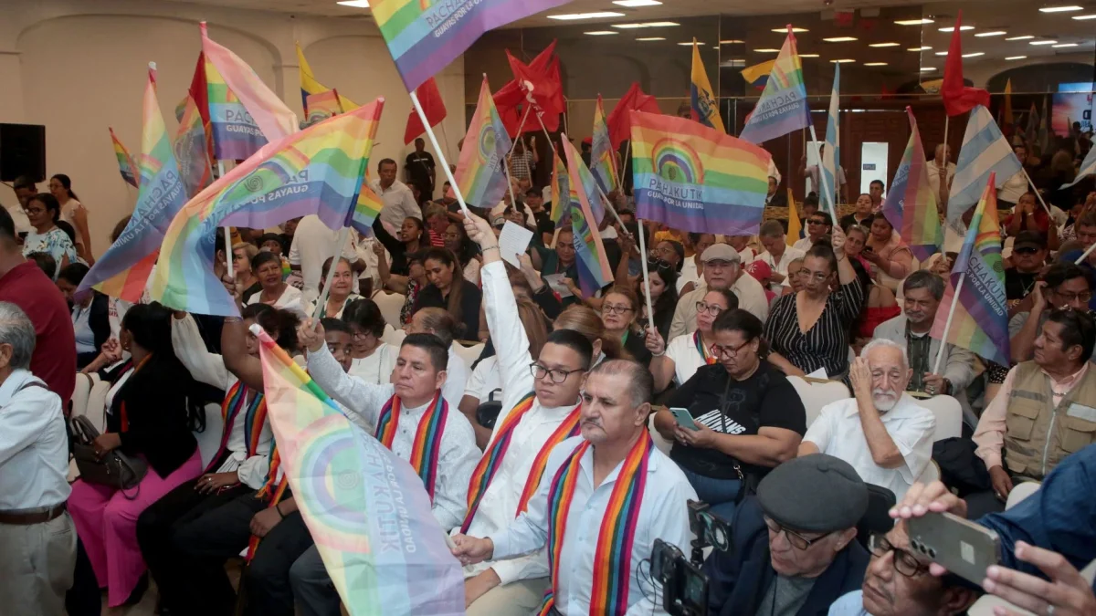 Militantes y dirigentes de Pachakutik.