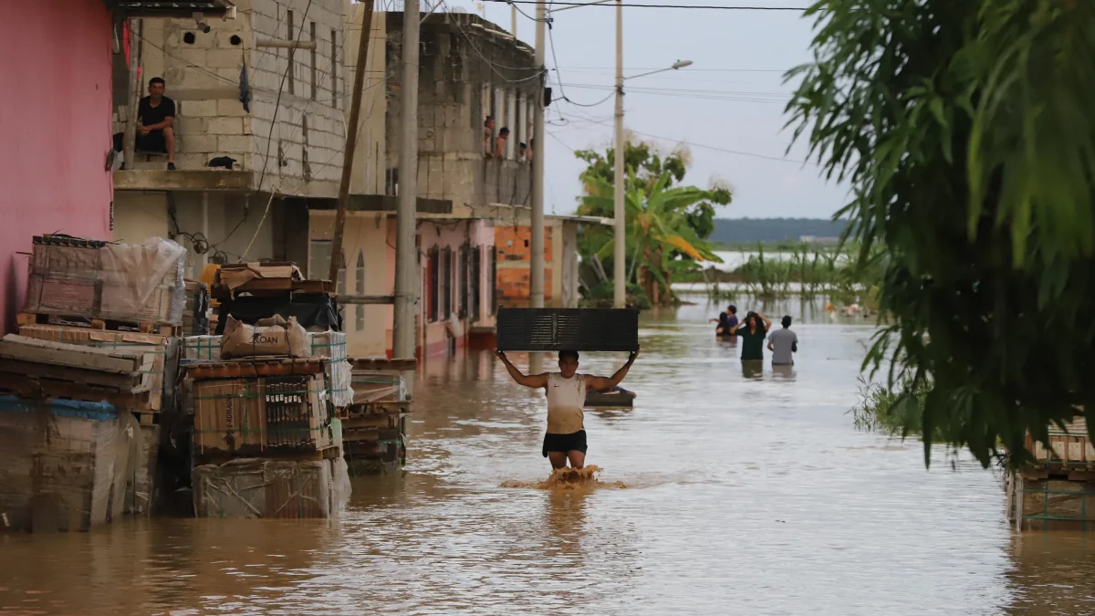 Una de las inundaciones que hubo en la provincia de Guayas en marzo de 2026.