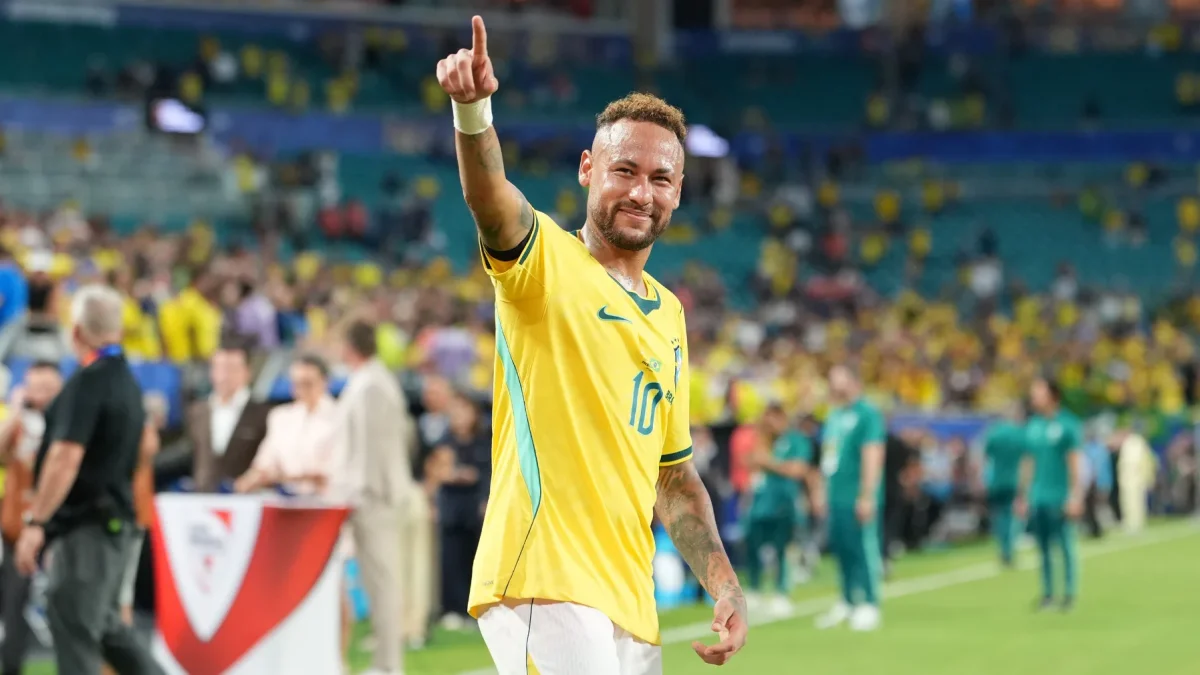 Neymar Jr., de Brasil, reacciona al final de un partido del grupo C del Mundial de la FIFA 2026 entre Escocia y Brasil, en el estadio Hard Rock en Miami.
