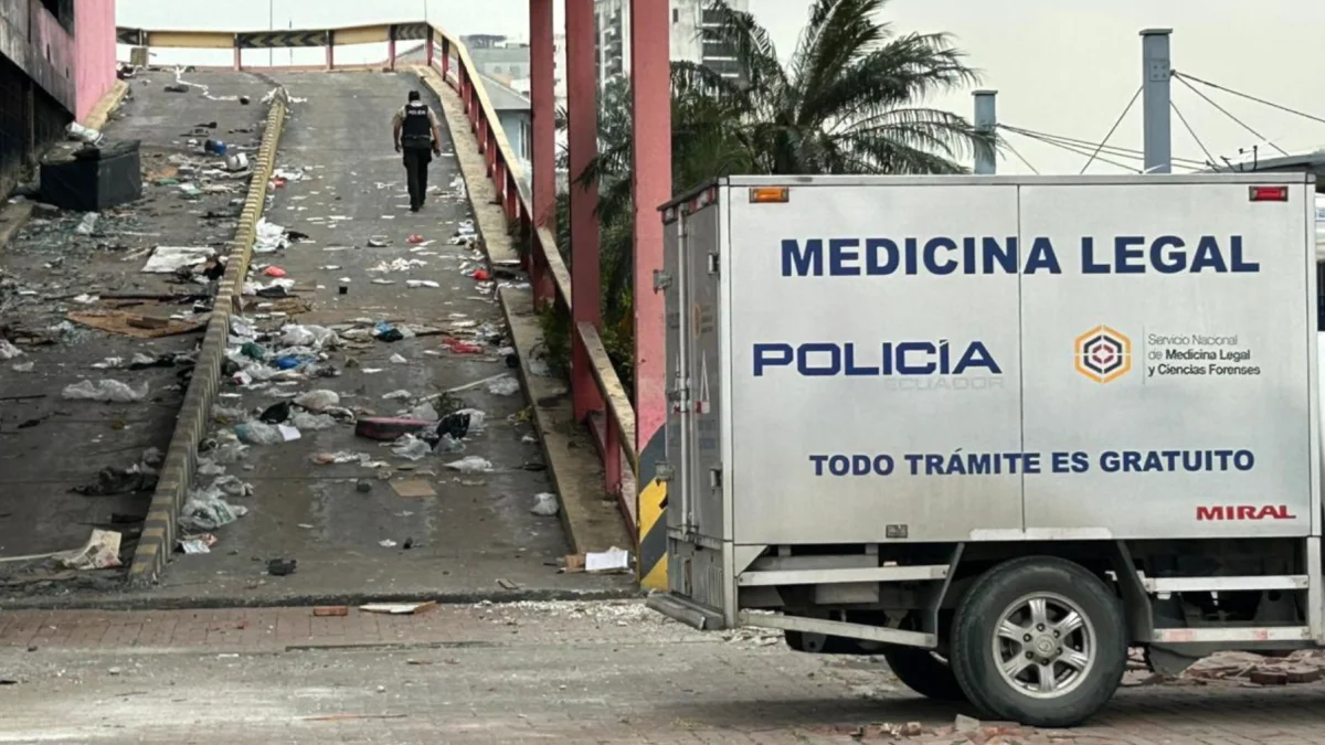 Personal de la Policía Judicial participó en el levantamiento del cadáver encontrado en el interior del edificio donde funcionó el centro comercial Multicomercio.