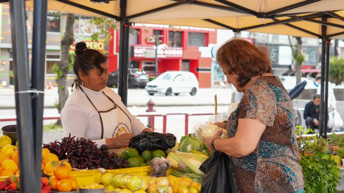 Mercado con productos de la Agricultura Familiar Campesina.