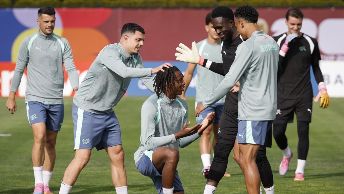 La selección de Suiza en su último entrenamiento.