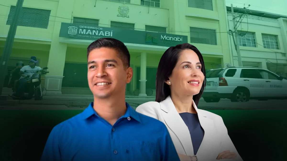 Referencial. Luisa González y Jaime Estrada, precandidatos a la Prefectura de Manabí rumbo a las elecciones seccionales de 2026.