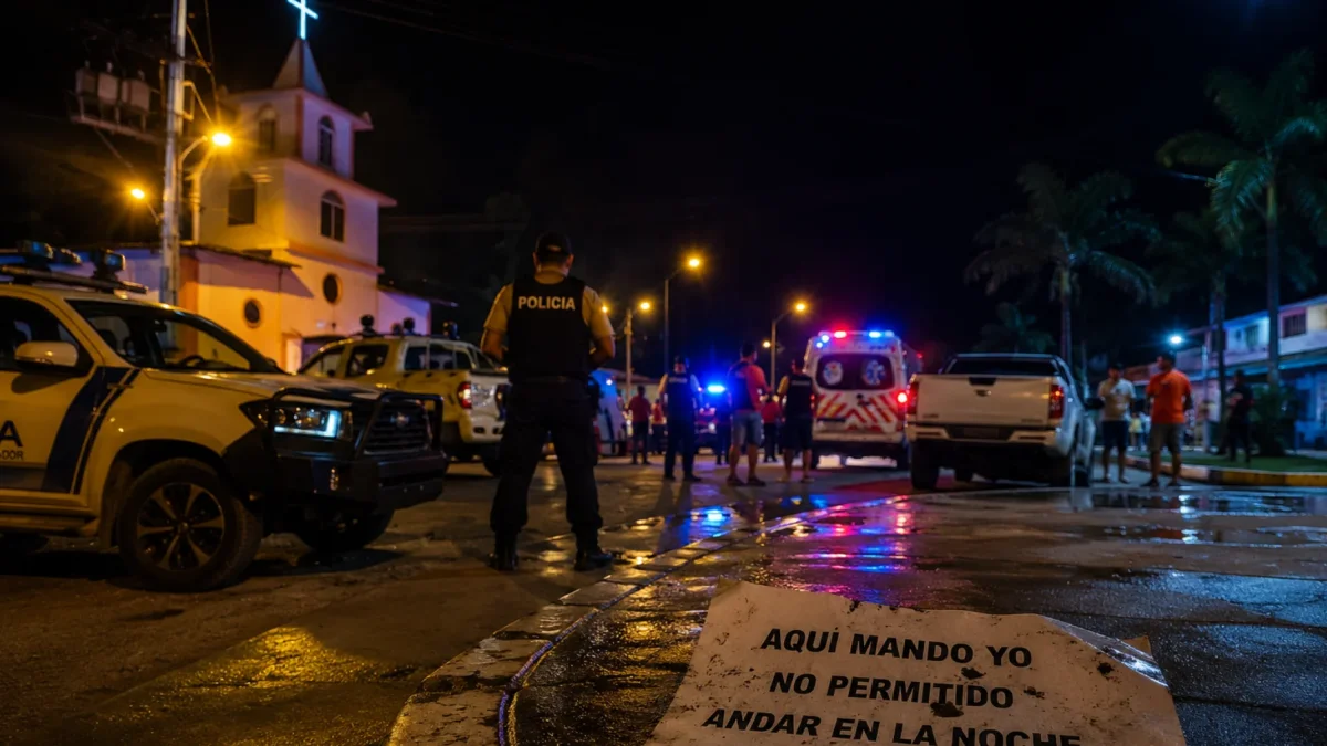 Recreación con inteligencia artificial inspirada en los recientes hechos de violencia registrados en El Oro, donde el miedo ha modificado la rutina de pueblos y ciudades.