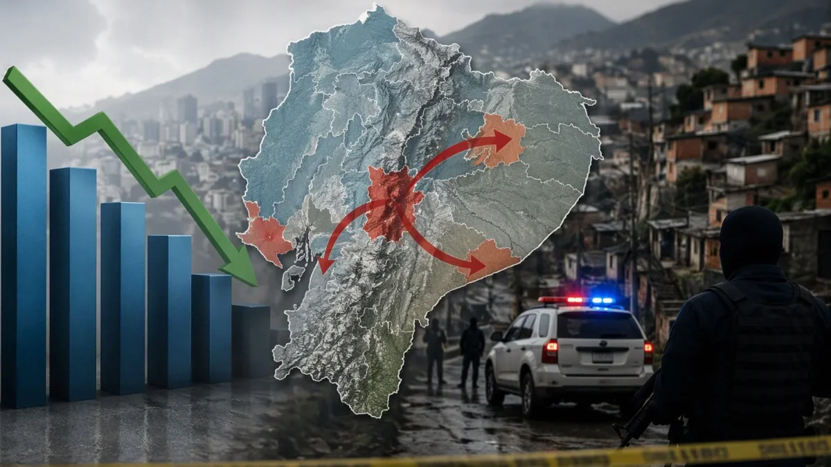 82 cantones de Ecuador registraron más homicidios entre enero y mayo de 2026 por expansión del crimen organizado.