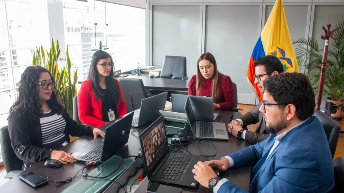Representantes de Ecuador en la reunión virtual con República Dominicana.
