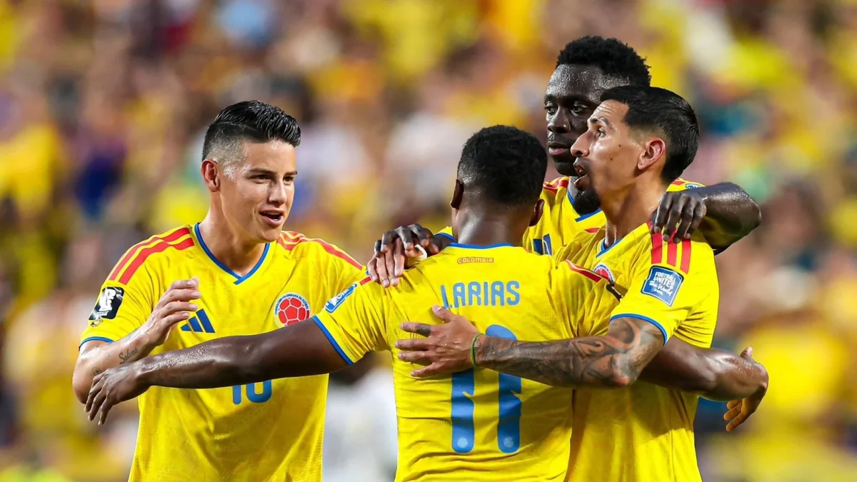 La selección de Colombia festeja un gol durante su participación en el Mundial 2026.