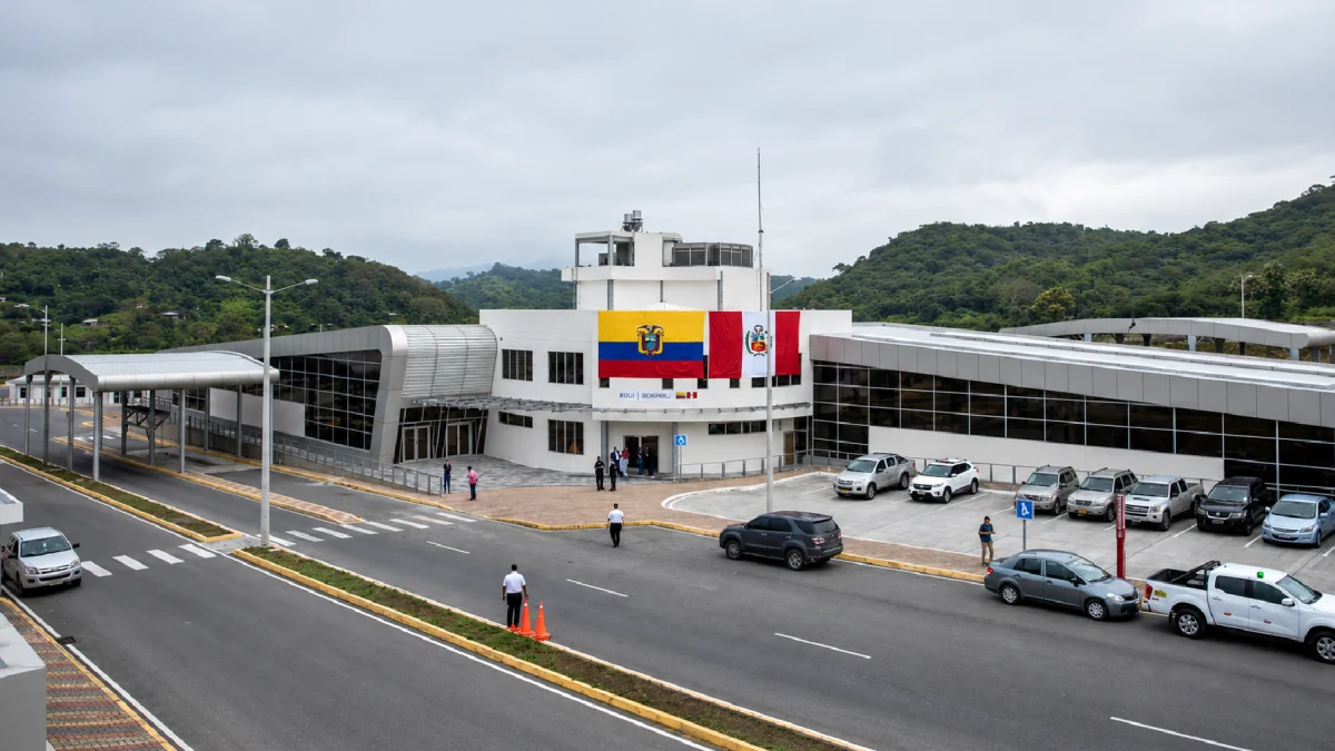 El Centro Binacional de Atención de Frontera (CEBAF), en el sector Macará-La Tina, en el límite entre Ecuador y Perú.