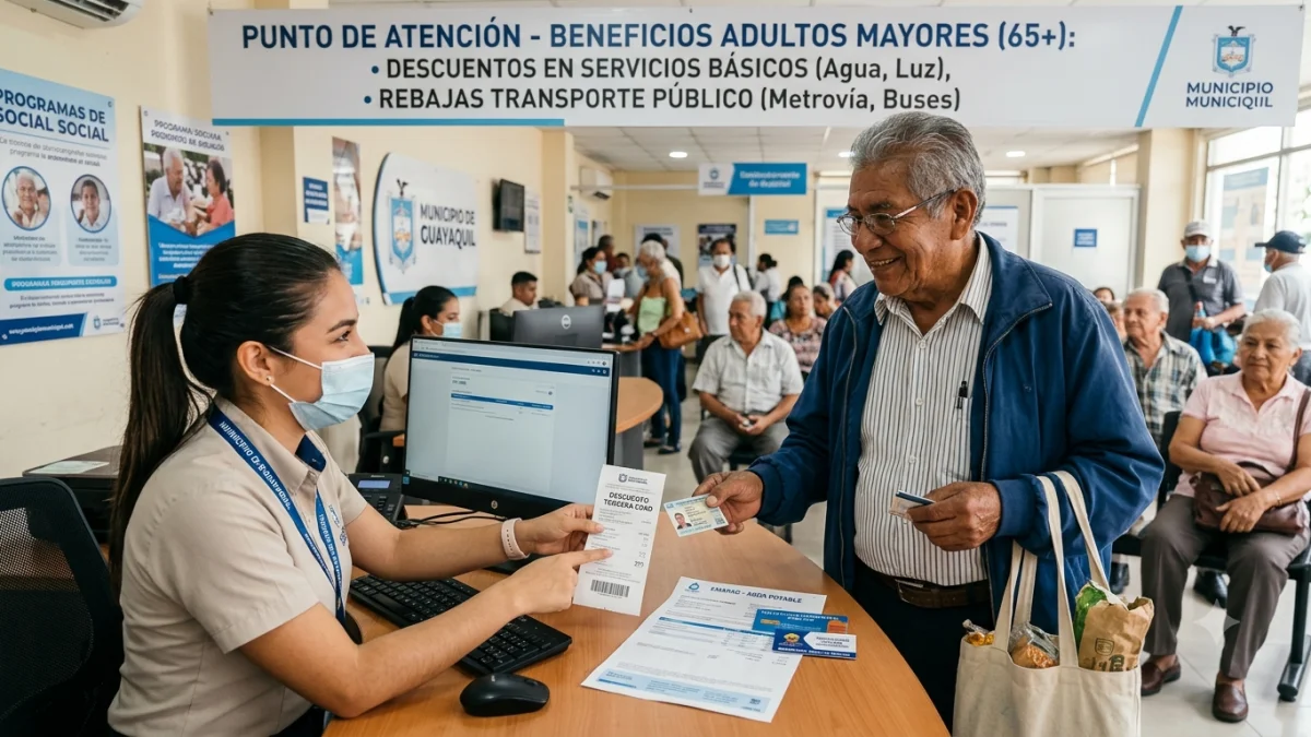 Referencial. Adultos mayores reciben atención prioritaria y descuentos en servicios y transporte en Guayaquil.